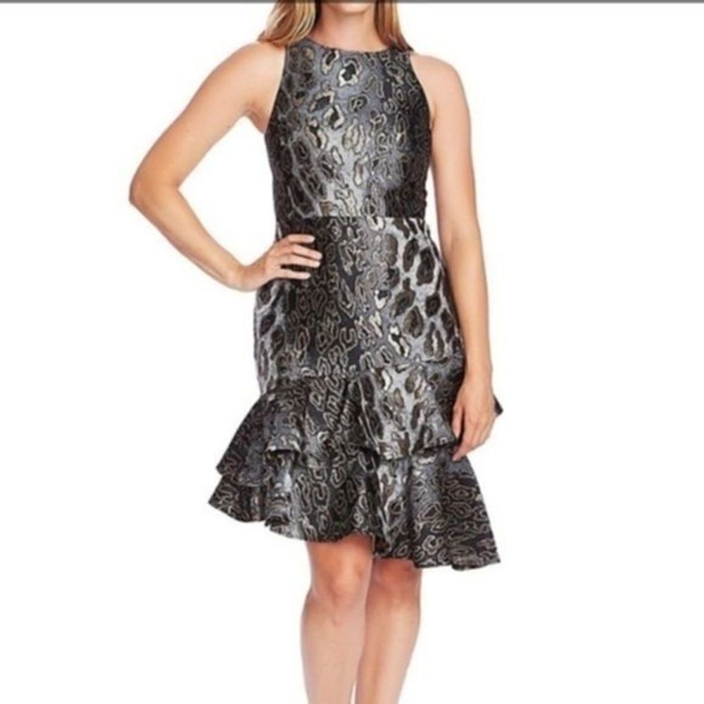 VINCE CAMUTO | Leopard Print Asymmetrical Ruffle